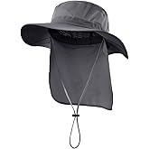 Home Prefer Outdoor UPF50+ Mesh Sun Hat Wide Brim Fishing Hat with Neck Flap Sun Hat for Men Women