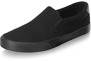 TOBER Men's Black Classic Low Top Shoes Canvas Fashion Sneaker with Soft Insole Causal Dress Shoes for Men Comfortable Walking Shoes