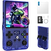 R36MAX Retro Handheld Game Console, Portable Retro Gaming Console 4.0'' IPS HD Screen and Linux System, Support 30+ Emulator and 64GB TF Card Video Game Consoles, 4000mAh Battery (Blue 64GB)
