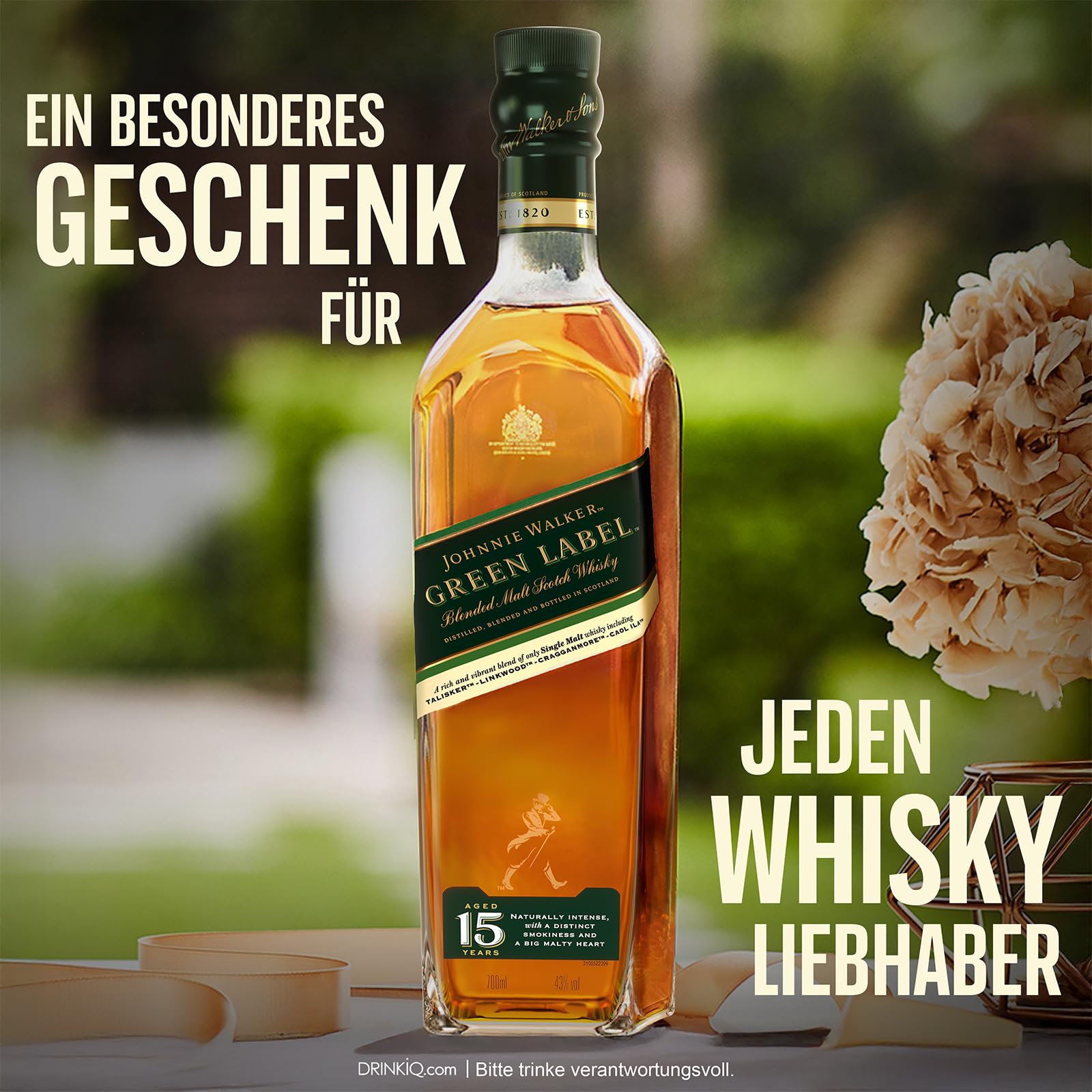 Johnnie Walker Green Label, Blended Scotch Whisky, in edler Geschenkverpackung, 43% Vol, 700ml Einzelflasche 6