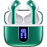 TAGRY Bluetooth Headphones True Wireless Earbuds 60H Playback LED Power Display Earphones with Wireless Charging Case IPX5 Waterproof in-Ear Ear buds with Mic for TV Smart Phone Laptop Computer Sports