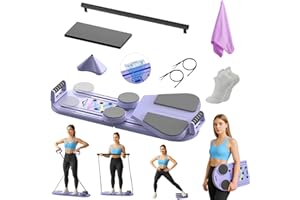 NIVOR Pilates Board – Upgraded Foldable Pilates Reformer, 8 in 1 Pilates Board Set for Home Workout, 15 in 1 Abdominal Trainer Board to Revolutionize Your Fitness