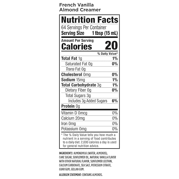 CALIFIA FARMS VANILLA ALMONDMILK COFFEE CREAMER WITH COCONUT CREAM, 32 OZ | DAIRY FREE | PLANT BASED | NUT MILK | VEGAN | NON-GMO