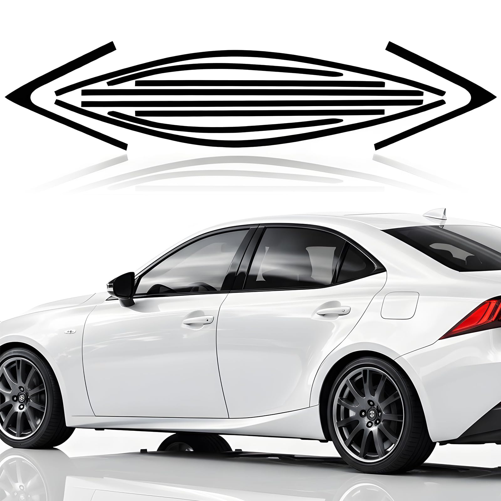 Photo 1 of Flarexion Fit for 2014-2020 Lexus is300 is350 is200t Side Window Chrome Delete Trim Overlay Kit with Gloss Black Blackout Film