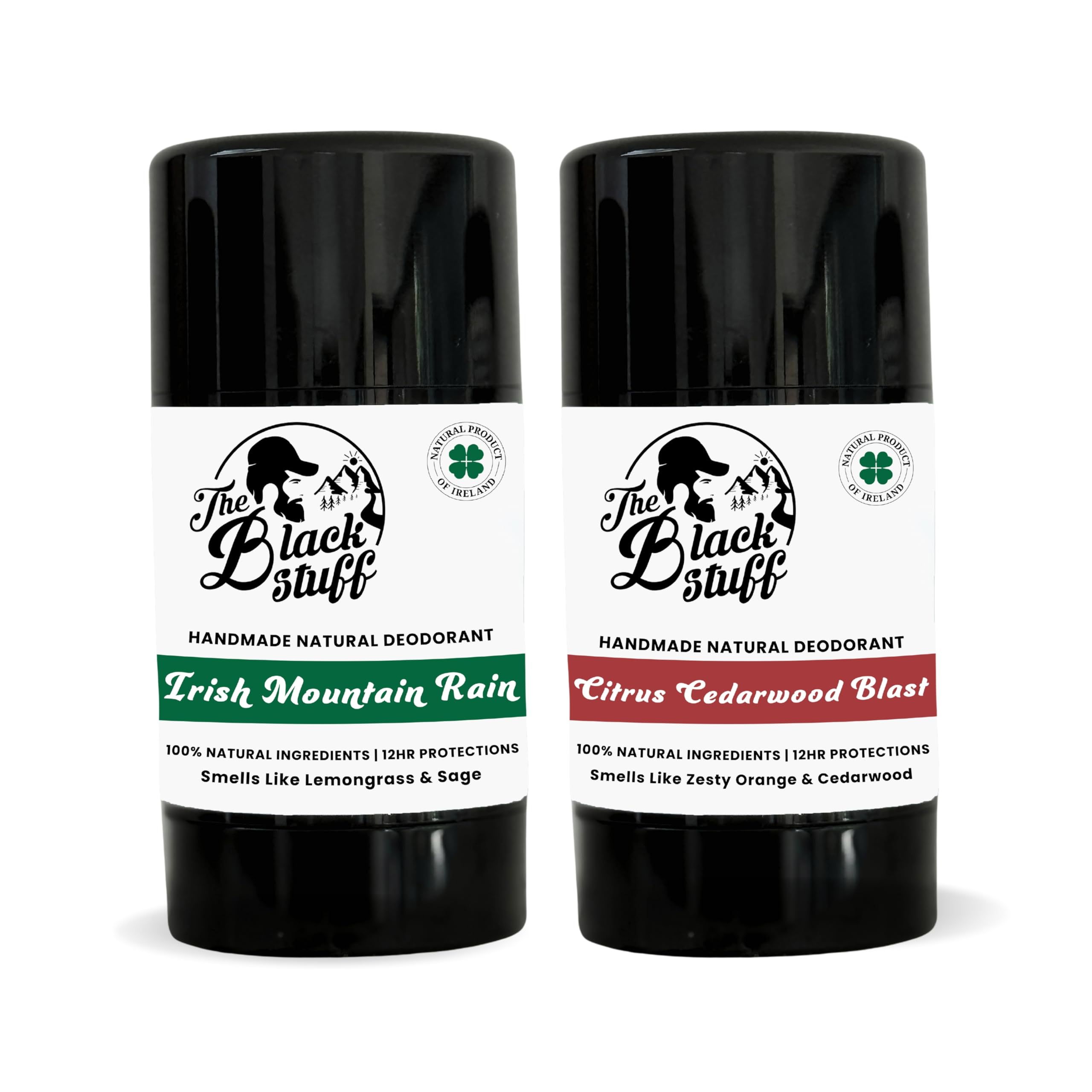 Photo 1 of The Black Stuff Natural Deodorant with Cocoa Butter & Lemon - Aluminum Free for Men, Long-Lasting Freshness, Irish Mountain Rain & Citrus Cedarwood Blast (Pack of 2)
