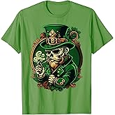 Sugar Skull St Patricks Day Irish Skull Leprechaun T-Shirt