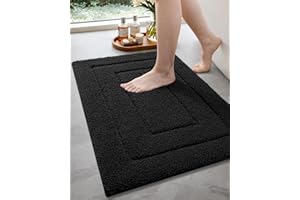 DEXI Bath Mat Non Slip, 16x24 Absorbent Microfiber Soft Bathroom Rug, Machine Washable Carpet for Shower Floor Bathmat Decor,