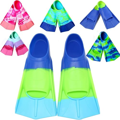 SDJMa Kids Swim Fins,Short Youth Flippers Swimming Training Fins For Lap Swimming Pool Snorkeling For Children Girls Boys Beginner Purple L