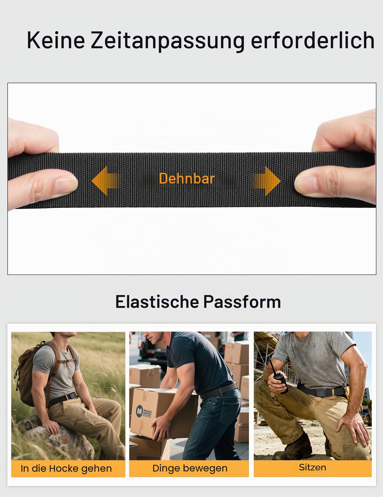 JUKMO Herren Stretch Taktischer Gürtel 3,8cm Nylon mit Flip-Schnalle 4