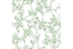 Sanbao Studio Underglaze Transfers, Ceramic Decals - Cherry Flower Branches (19 x 13 Inch, Green)