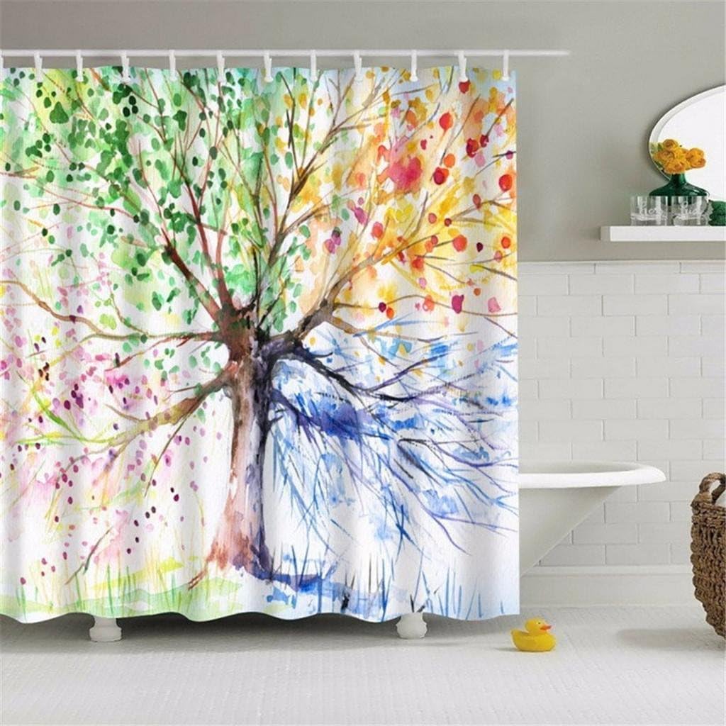HD digital printing literary fresh oil painting bathroom warm polyester fabric waterproof mildew partition , 180*180cm