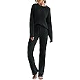 MEROKEETY Womens Fuzzy Fleece Long Sleeve 2 Piece Loungewear Outfits Sweater Pants Pajama Sets