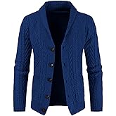 JMIERR Men's Casual Wool Blend Cardigan Sweaters Long Sleeve Shawl Collar Buttons Down Cable Knit Sweater
