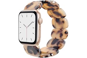 Heesch Tortoise Stretchy Watch Band Compatible with Apple Watch Serise Ultra/SE/8/7/6/5/4/3/2/1, Resin Cute Watch Strap Wristband for iWatch Bracelet for Women Men Girls, 38/40/41mm, 42/44/45/46/49mm, Oval Version
