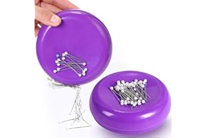Waydress 2 Pieces Magnetic Pin Holder Sewing Pincushion Round Paper Clip Holder Magnetic Cushion Sewing Pin Push Hairclip Storage Case Needle Cushion for Sewing DIY Project(Purple)