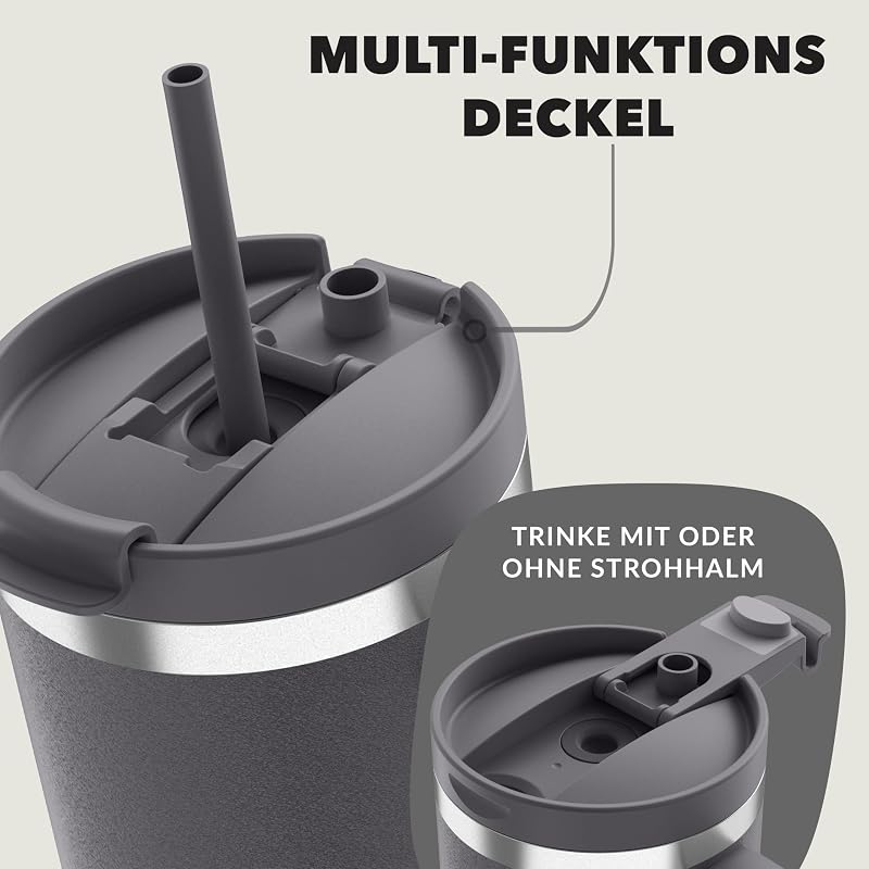 Streeterville Tumbler Thermobecher | Griff & Strohhalm | 29h kalt
