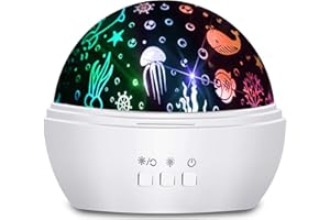 Moredig Ocean Light Projector, Rotating Kids Night Light Projector for Bedroom, Baby Star Projector Night Light with 8 Colors, Stars & Ocean Projections Christmas Gifts for Baby, Kids Gifts - White
