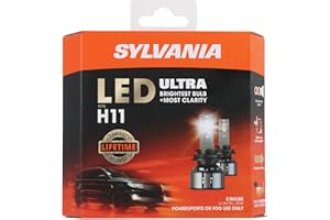 SYLVANIA H11 LED Ultra - Fog Lights For Cars and Trucks - Headlight Bulbs for Off Road Powersports - 6000k Cool White LED Light - Maximum Lifespan - No Polarity - DIY Upgrade