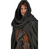 BAKUGOU Renaissance Shawl Men Black Medieval Scarf Hood Red Renaissance Shawl Cloak Men Post Apocalyptic Costume Head Scarf