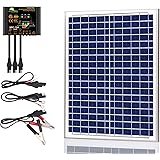 SUNER POWER 20 Watts Poly Crystalline 12V Solar Panel Kits - Waterproof 20W Solar Panel + Upgraded 10A Solar Charge Controlle