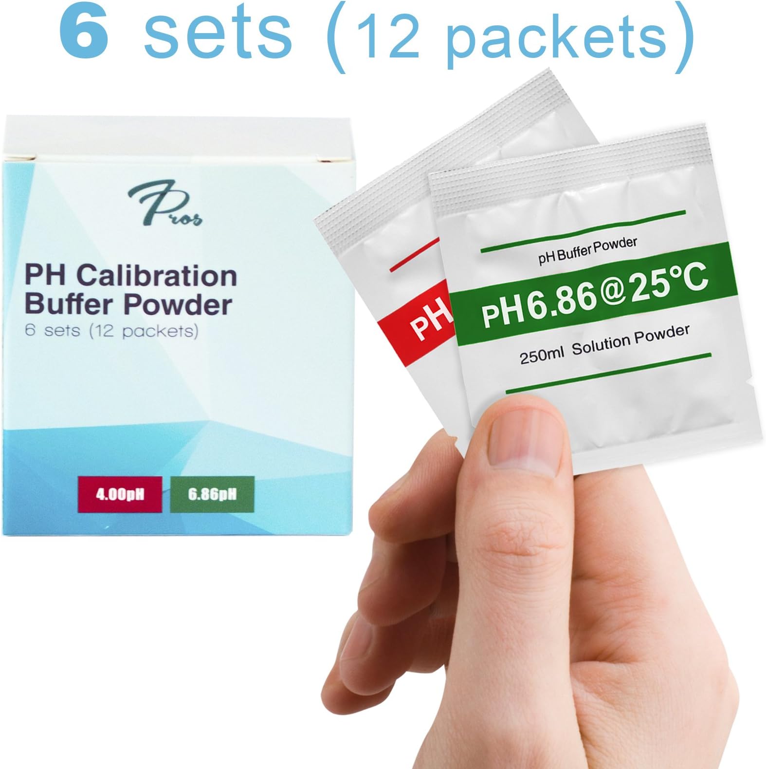 pH Calibration Buffer Powder 6 Sets Pack of 12 Packets, for Precise pH Meter Calibration, Make 250 ml of Each 4.00pH and 6.86pH to calibrate Your pH Tester