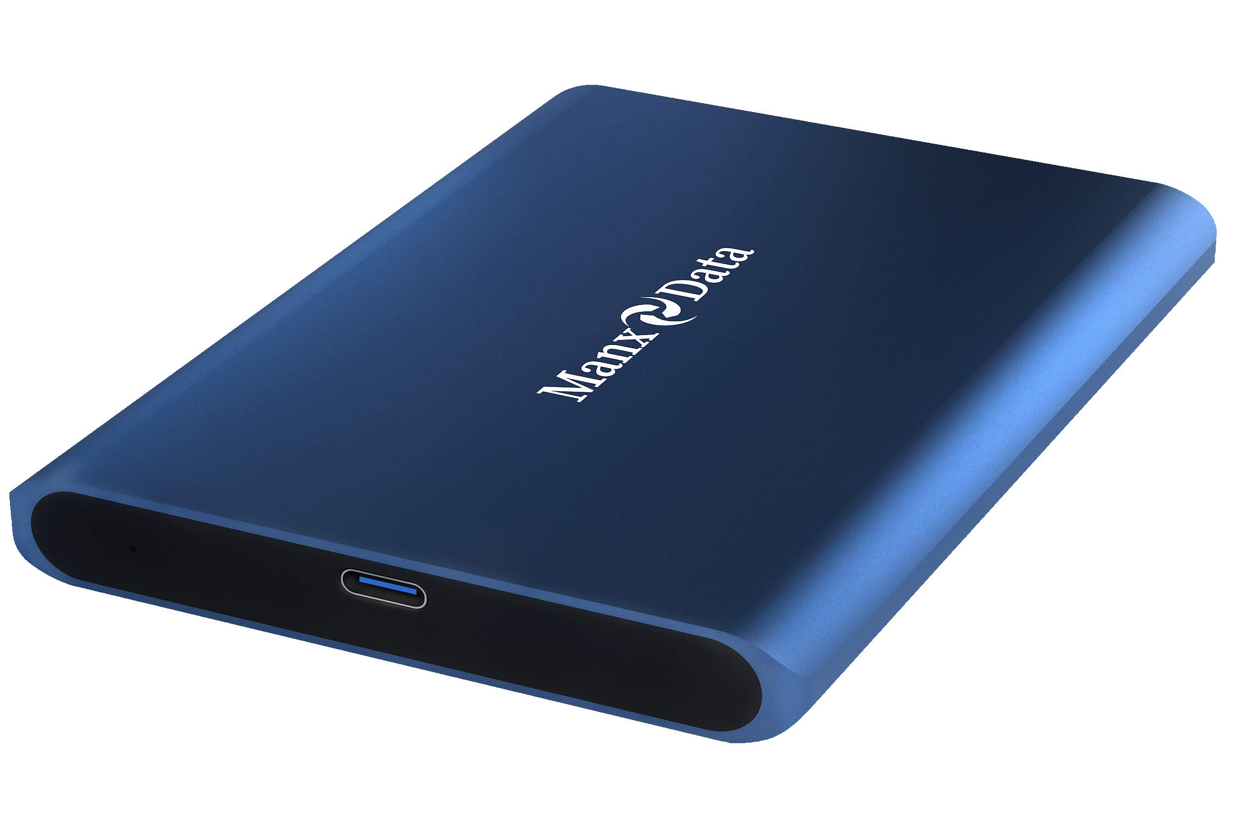 ManxData 512GB Blue USB 3.1 Gen 2 (10 Gbps, Type-C) External Solid State Drive (Portable SSD) Compatible with Windows PC, Mac, Smart tv, XBOX ONE & PS4