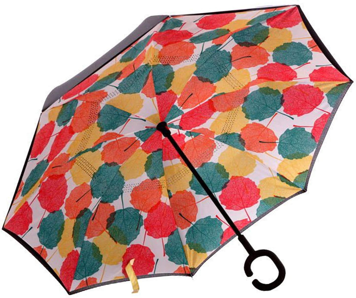 Inverted Umbrella,Double Layer Reverse Windproof Teflon Repellent Umbrella for Car and Outdoor Use, UPF 50+ Big Stick Umbrella with C-Shaped Handle and Carrying Bag