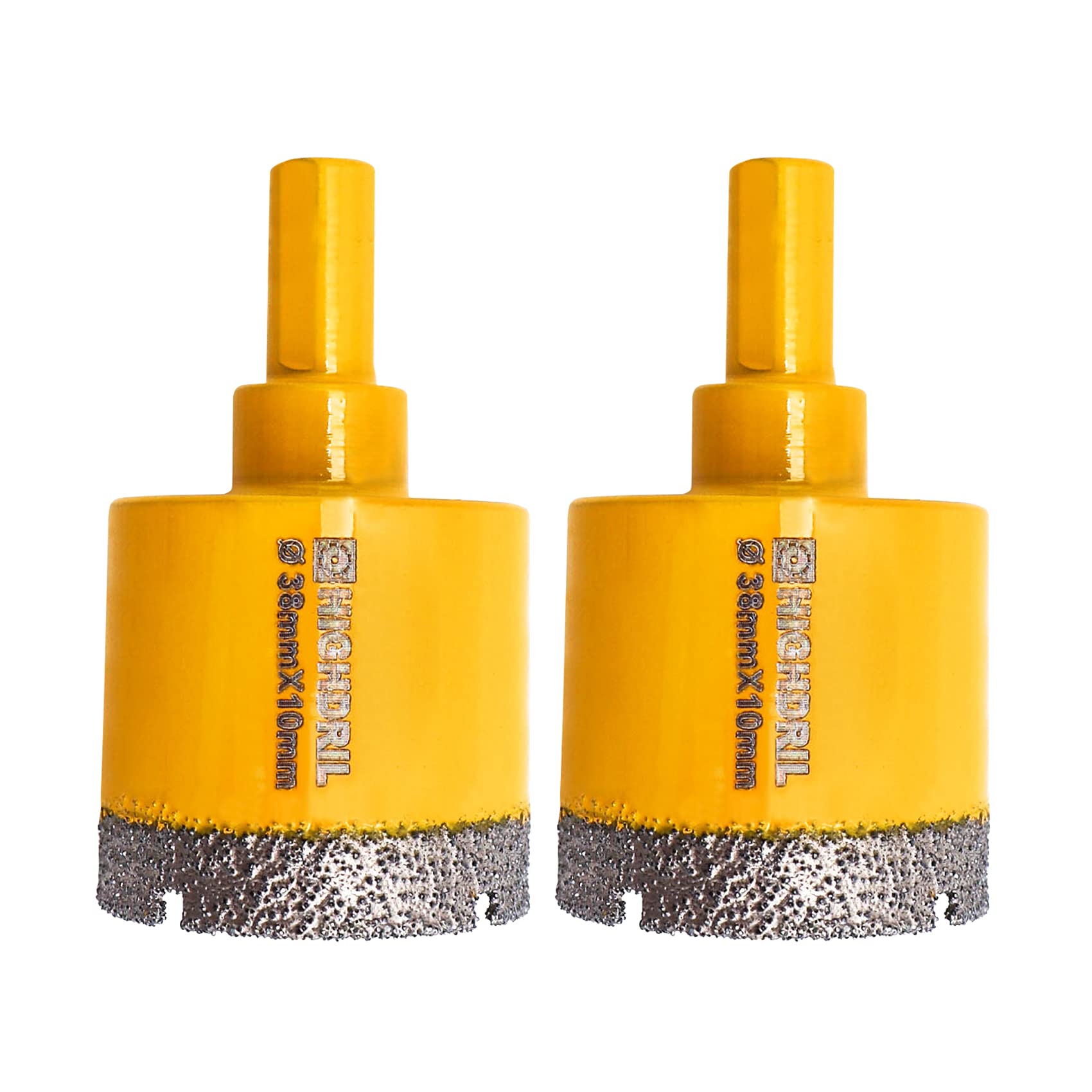 HIGHDRIL 2Pcs Diamond Core Drill Bit,Diameter 38mm Vacuum Brazed Hole Saw for Concrete Granite Marble Glass Porcelain Tile Masonry Brick,Triangle shanks