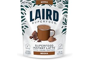 Laird Superfood Mocha Instant Latte with Adaptogens – Mocha Latte packed with Antioxidants and Superfood Coconut Creamer – Boost of Functional Fuel – Gluten Free, Non-GMO, Vegan, 8 oz. Bag, Pack of 1