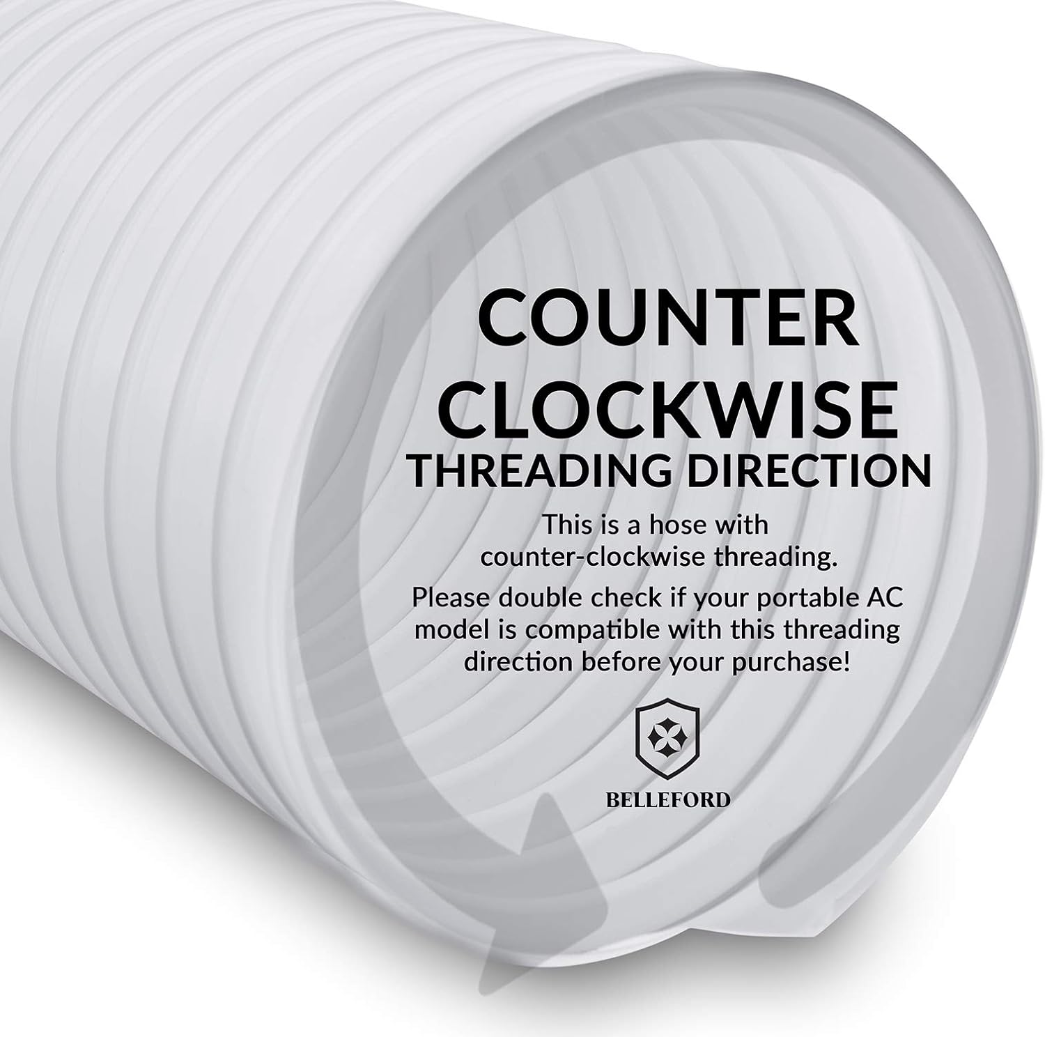 Air Conditioner Portable Exhaust Hose by BELLEFORD - 5.9 in Diameter Size - Universal Flexible Counter-Clockwise Room Airconditioners AC Vent Replacement Tube - Window Kit Extension Accessories Parts: Home & Kitchen