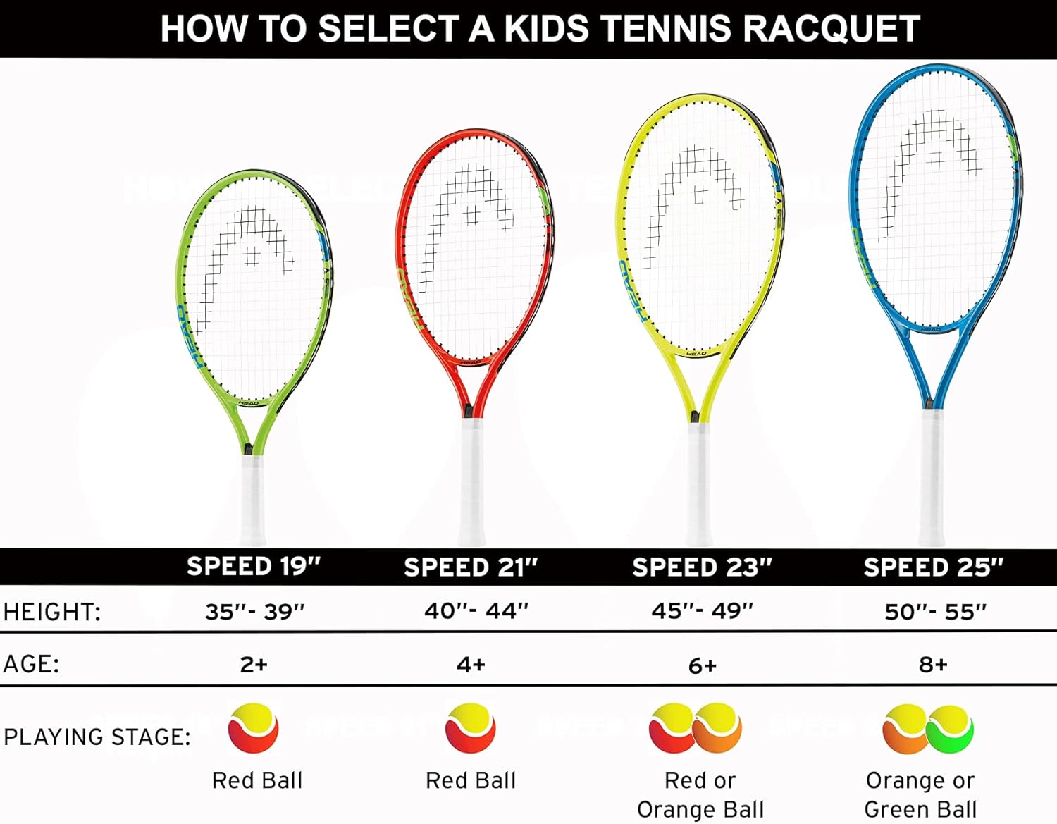 HEAD Speed Kids Tennis Racquet - Beginners Pre-Strung Head Light Balance Jr Racket - 23 Inch, Yellow : Sports & Outdoors