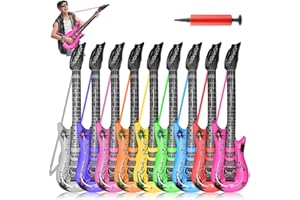Inflatable Guitar with Strap, 9 Colors 35 Inch Rock Star Guitar Set Electric Blow Up Guitar for 80s 90s Themed Carnival Party