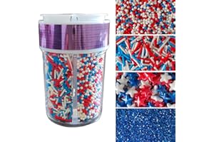 EPHVODI Patriotic Sprinkles Red White and Blue Sprinkle Edible Stars jimmies Nonpareil Sprinkles Crystal Sugar for Baking Cupcake Toppers Cake Cookie Decorations 4th of July Supplies