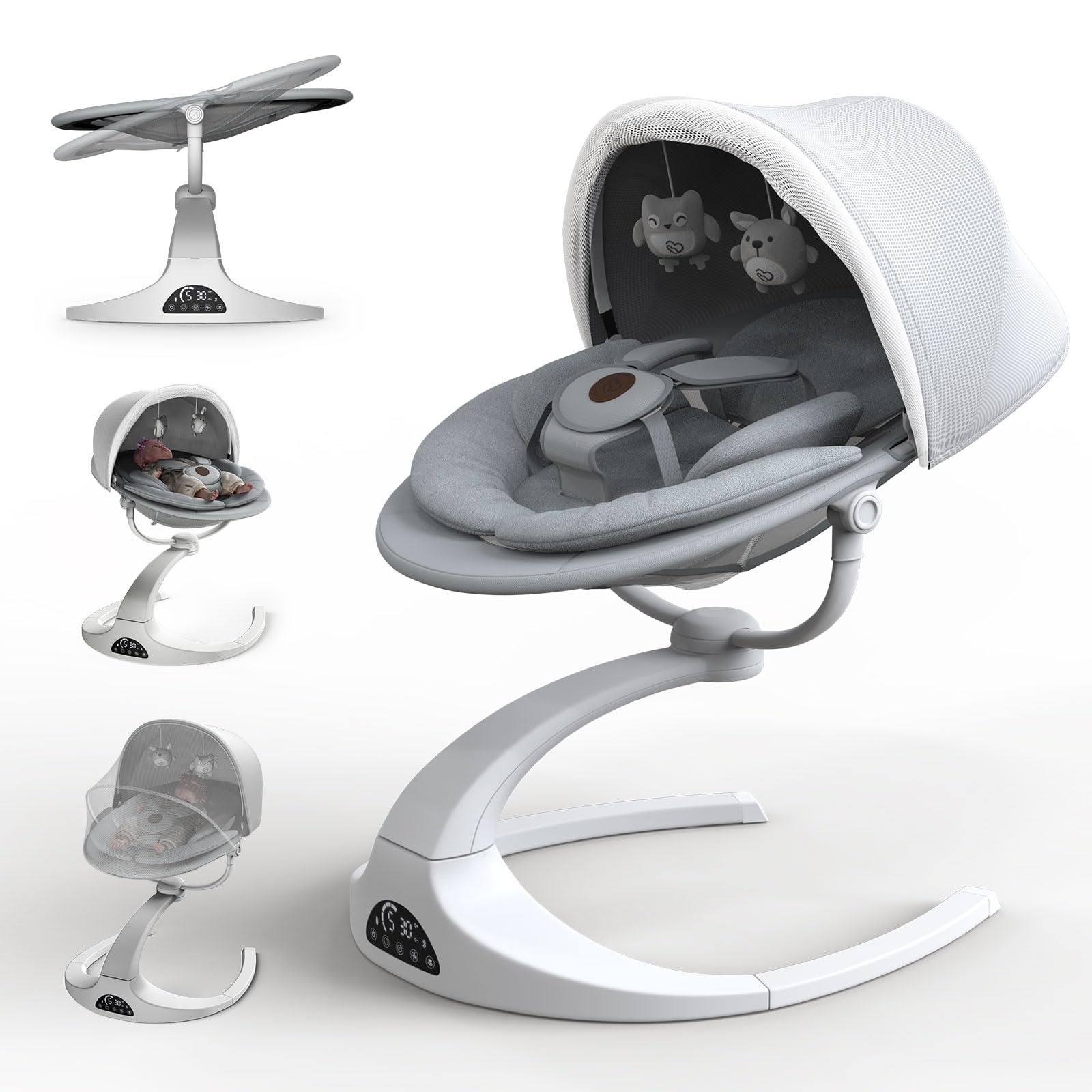 Photo 1 of **MISSING PIECES (TOP FOR THE BOUNCER) ** Baby Swings for Infants, Baby Swing 5 Speeds, 12 Soothing Music, 360 Rotating Seat, Adapter & Battery Operated, Indoor & Outdoor (White, Hoop)