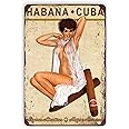 WSTKJW Cigar Metal Signs Vintage Habana Pin Up Girl Wall Decor for Home Shop Man Cave Bar Lounge Room Garage Retro Tin Plaque 12"x8" Inch