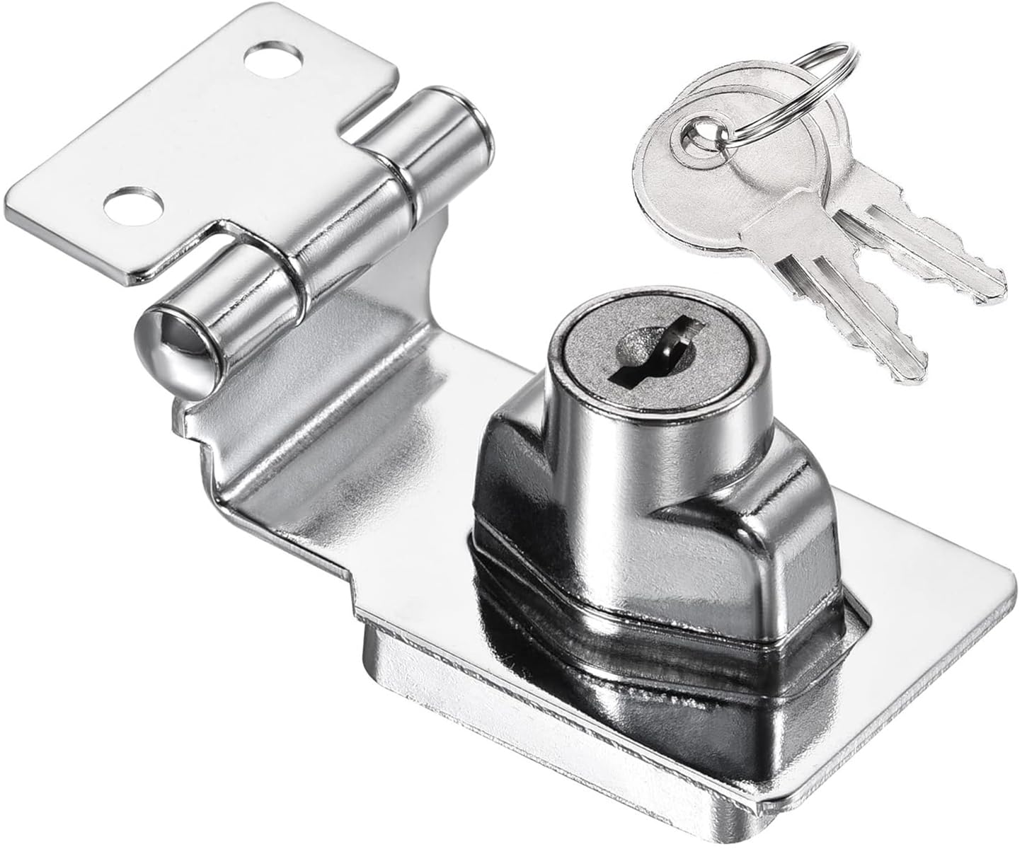 ZiYuya Keyed Hasp Lock and Staple with Padlock, Twist Knob Keyed Locking Hasp Right Angle 90 Degree Door Latch Bolt Lock Hasps for Shep Cabinets Cupboard Drawer Gate 2.5 Inch