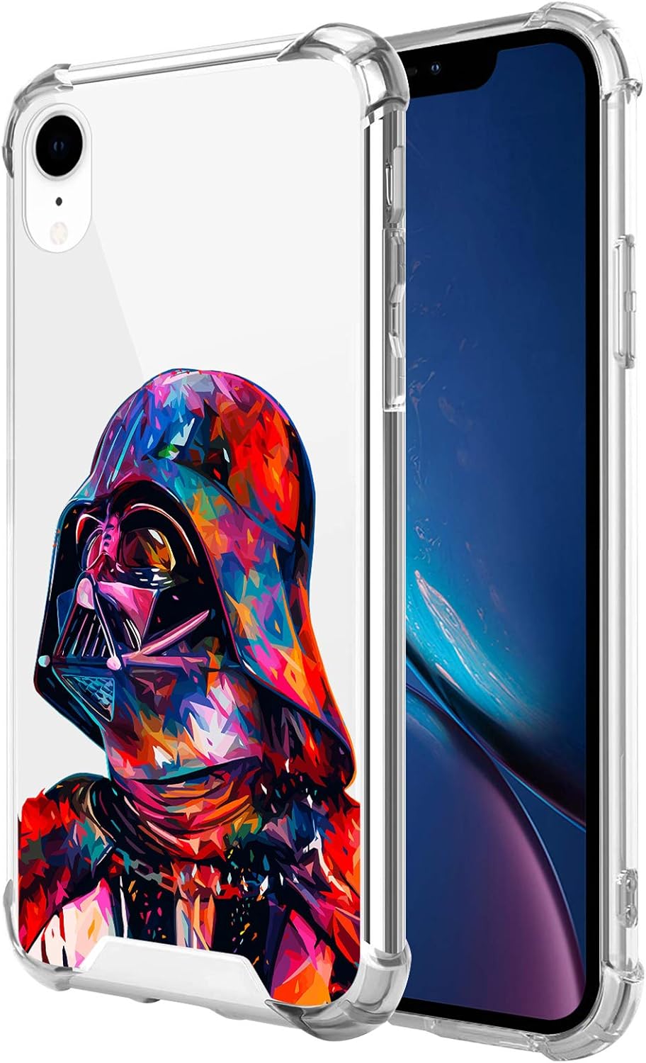 Compatible with iPhone XR Clear Case, Shockproof Slim Fit TPU Cover Protective Phone Case for iPhone XR 6.1 inch (Star-Darth-Vader-Wars)