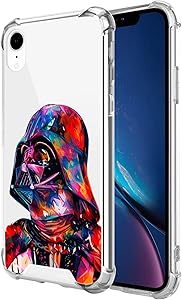Compatible with iPhone XR Clear Case, Shockproof Slim Fit TPU Cover Protective Phone Case for iPhone XR 6.1 inch (Star-Darth-Vader-Wars)