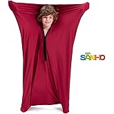 SANHO Sensory Body Sock,Large,9-12 Years Old,56''HX28''W,Good for Height:52"-61",Suitable for Autism & Sensory Processing Disorders,Updated Version,Wine red