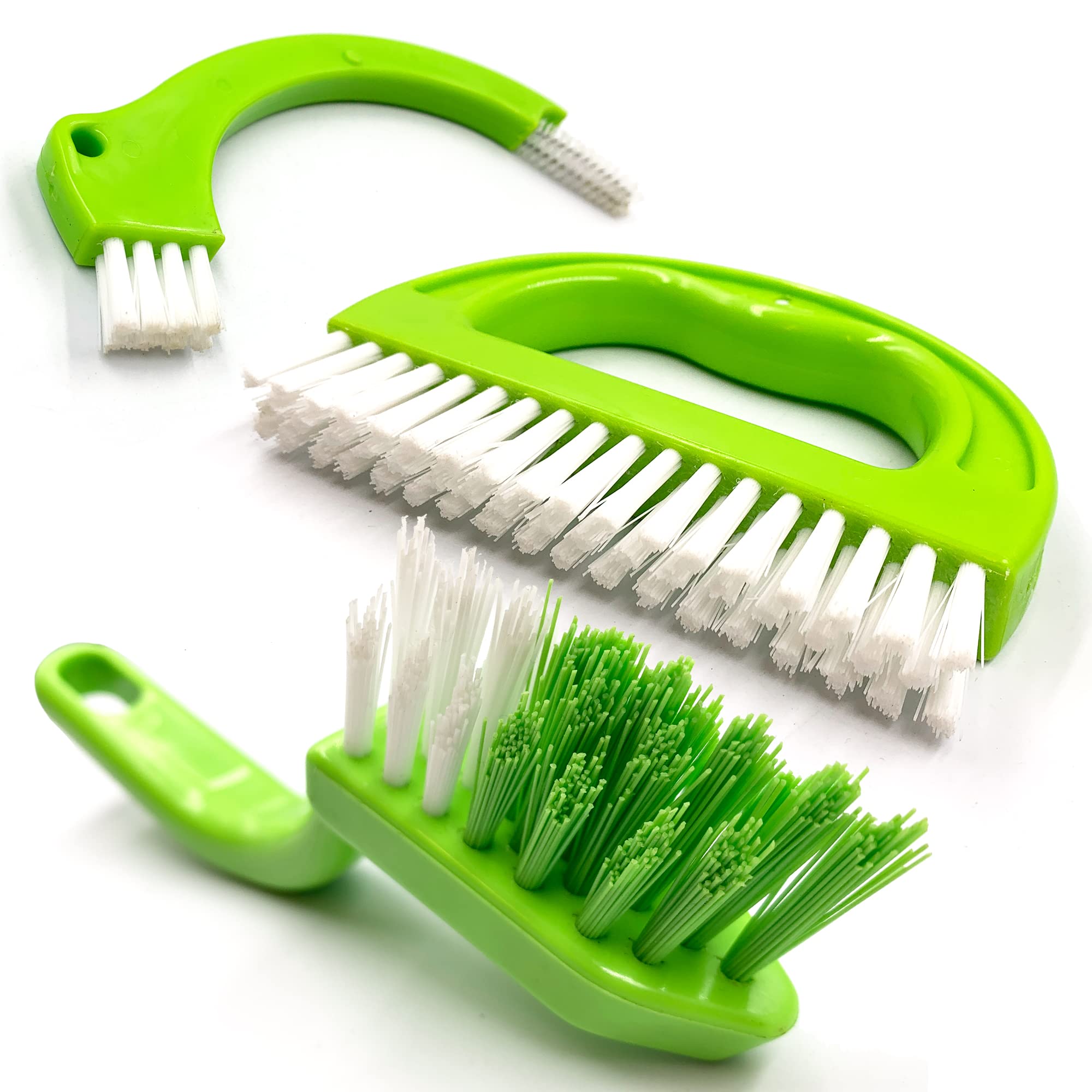 3 in 1 Grout Brush Tile Cleaning Tool | Kitchen & Bathroom Scrubbing Brush Cleaner with Stiff Angled Bristles to Easily Clean Joints and Grooves | Small Cleaning Brushes to Remove Mould, Dirt & Grime