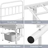 Yaheetech 3ft Single Bed Frame Vintage Iron Platform White High Headboard view 3