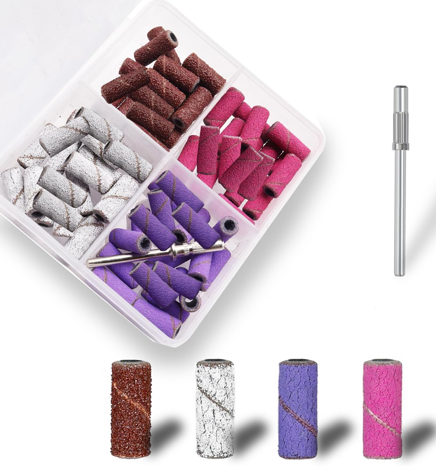 Photo 1 of 100Pcs Mini Nail Drill Bits Small Sanding Bands for Nail Drill with 3 mm Mandrel Bit, 80 120 180 240 Fine Grit Nail File for Acrylic Nails Gel Manicures and Pedicure(100pcs)