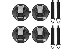 IHANSEE 4 Pcs Heavy Duty Suction Cup Hooks, Car Camping Essentials Tie Down, Outdoor Strong Suction Cup for Camping Tarps RV Car SUV Awning Boat Tent Window Glass, Portable Suction Securing Hook