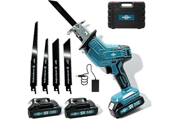 KEWIARA Cordless Reciprocating Saw for Makita - Brushless Variable Speed Sawzall with Tool-Free Blade Change, 2 Batteries & C