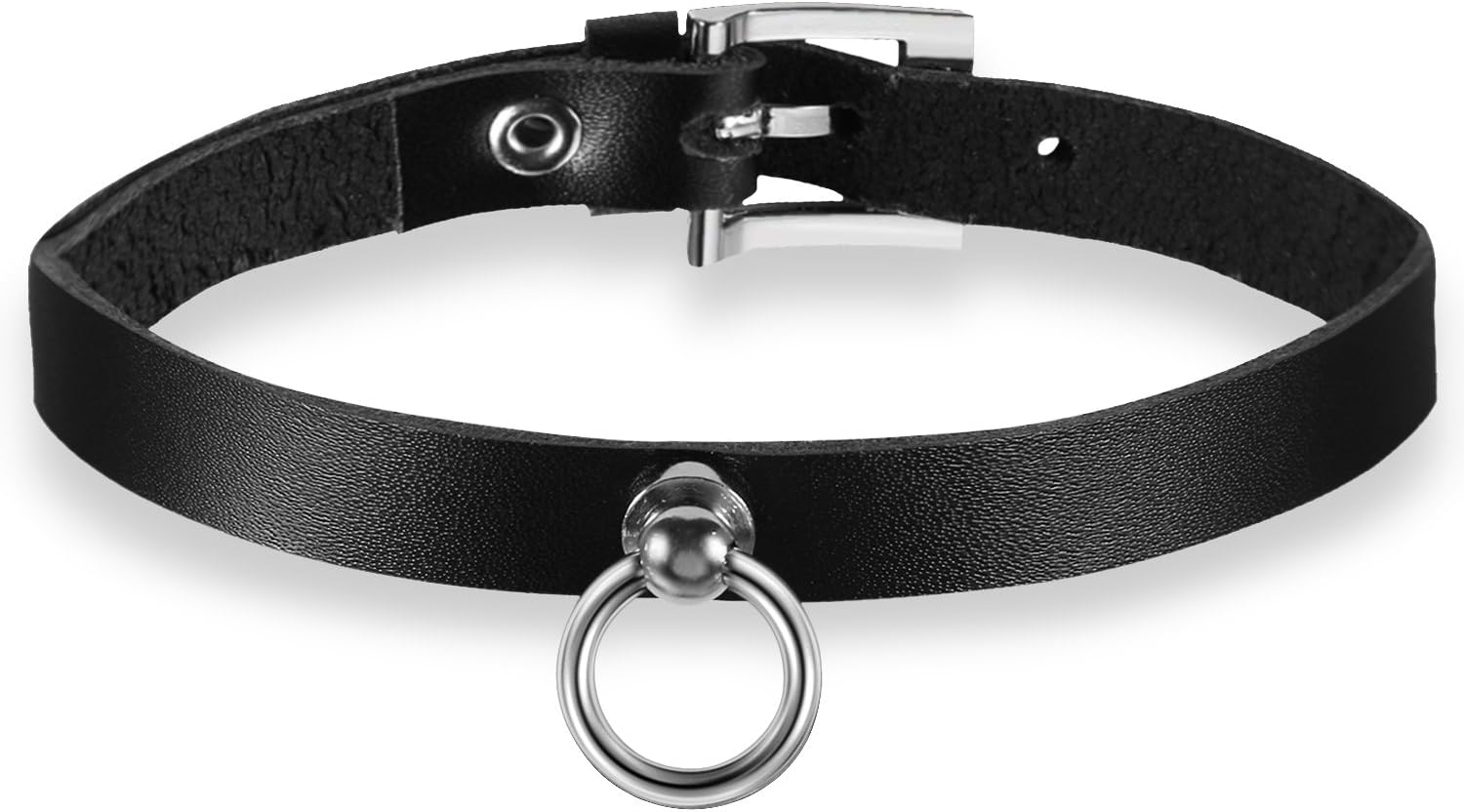 Womens Punk Spiked Leather Choker Collar Necklace with Adjustable Size Buckle for Club Halloween Party