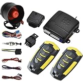 MASO Car Central Lock Universal Auto Remote Central Kit Vehicle Door Lock with Shock Sensor + Contorl Box + 2 Replacement Remote Contorl for Car Central Door Lock