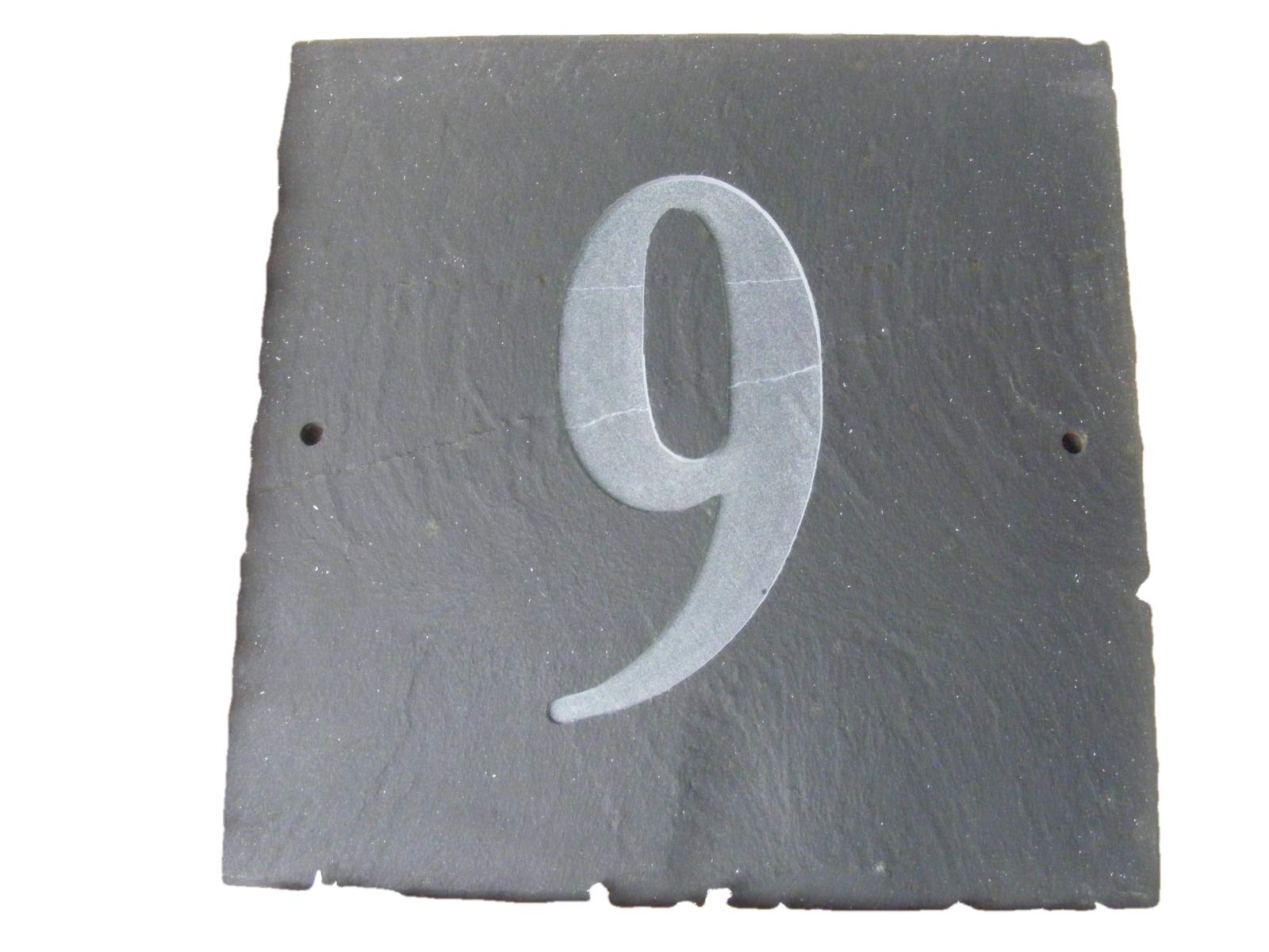 NUMBER 9 NATURAL GREY SLATE HOUSE DOOR NUMBER 6" x 6" DEEPLY ENGRAVED NATURAL SURFACE SIGN PLAQUE HOUSE WARMING GIFT (150 x 150mm) No. 9