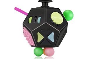 VCOSTORE Fidget Toys, 12 Sided Fidget Toy Cube for Adults Kids, Stress Cube Silent ADHD Autism Toys Anxiety Relief, Black