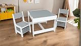 simpa Children's Wooden Desk & 2 Storage Drawer Chairs - Grey Finish view 8