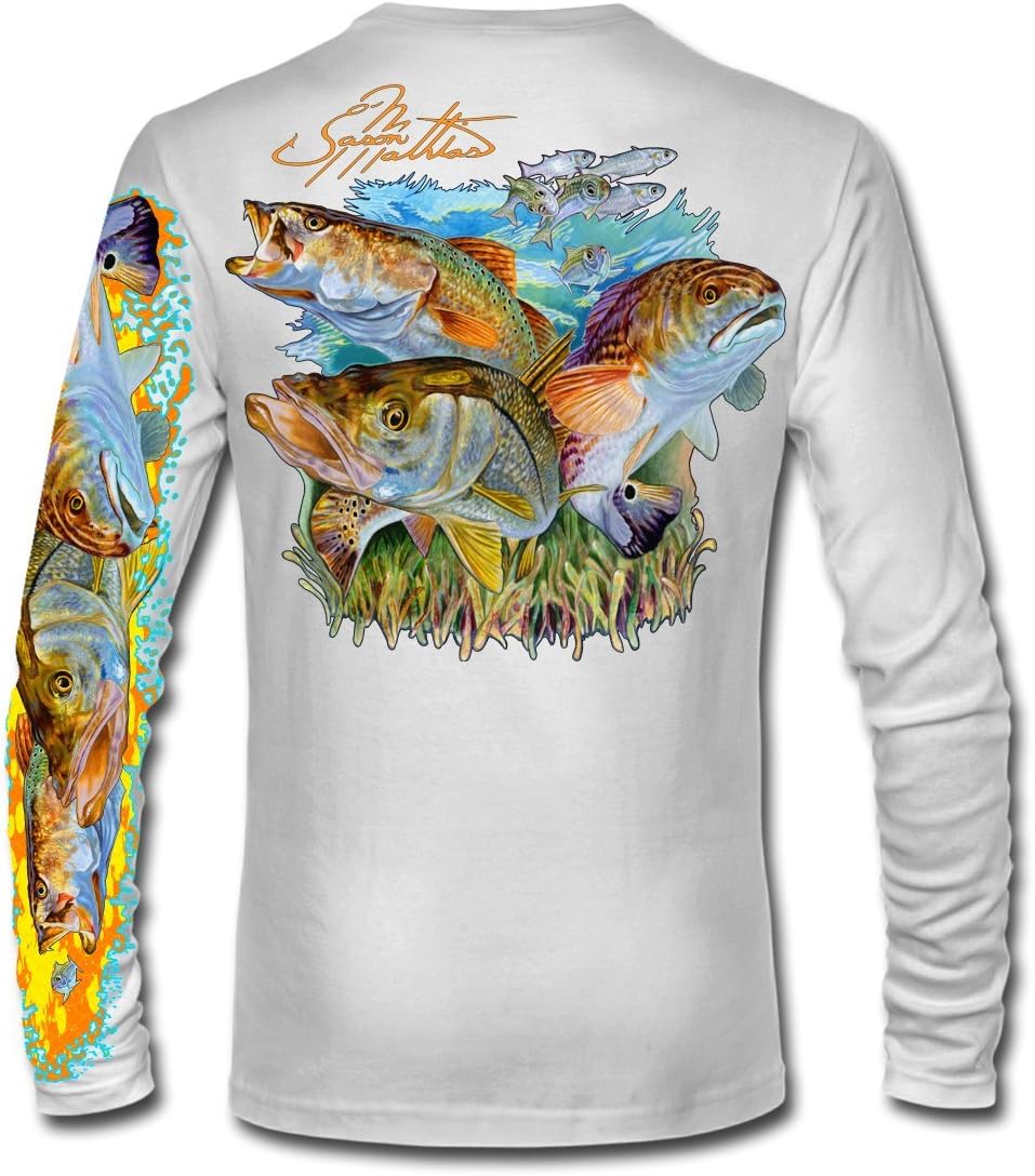 Jason MathiasMen’s “Inshore Slam” Comfortable Fishing Shirt-UPF 50+ Interlocking Fabric, Quick-Dry, Ideal for Anglers (JM010)